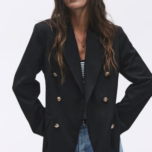 H&M Black Oversized Double-Breasted Blazer with Gold Buttons - Picture 2 of 4